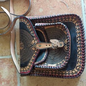 Mayan calendar leather purse